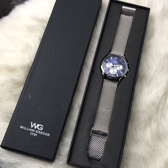 Mens William Gregor blue dial mesh band wristwatch - Picture 1 of 5